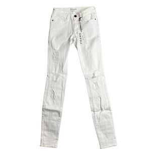 Frame Denim Le Skinny De‎ Jeanne Ripped In Blanc Jeferson Jeans Size 24